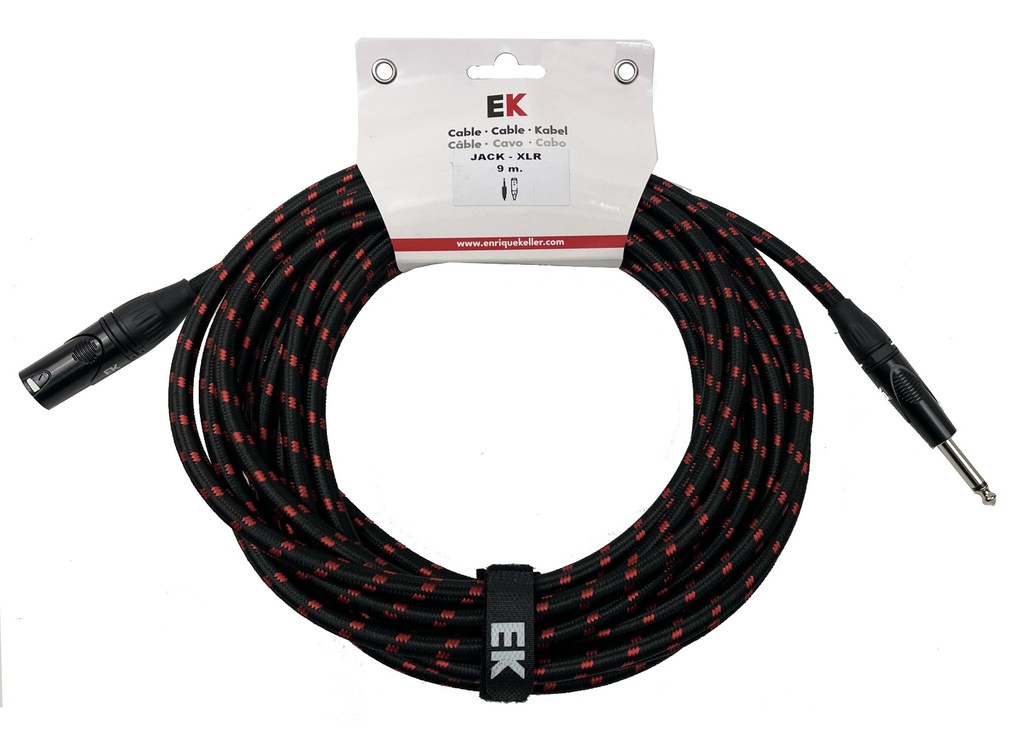 Cable Ek Audio Trenzado De Tela Para Micrófono Jack-Xlr Hembra 9 Metros