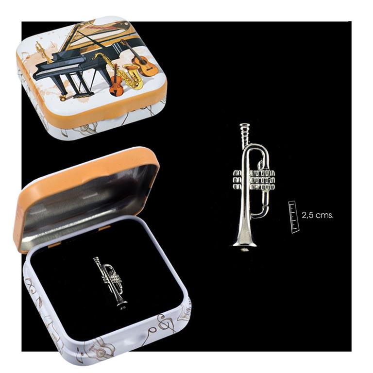 PIN PLATEADO PIN TROMPETA 
