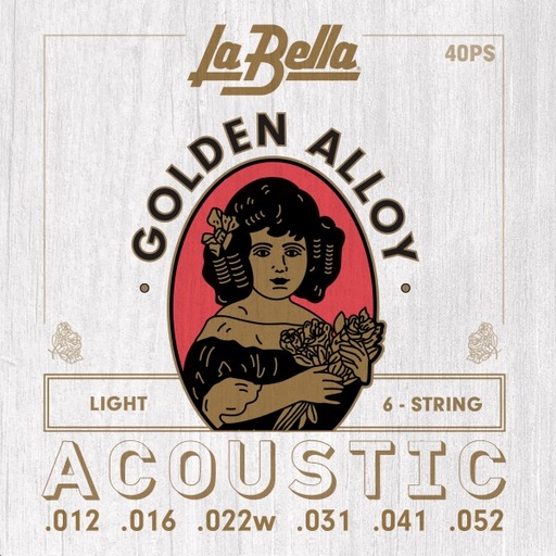 [40PS] Juego De Cuerdas Para Guitarra Acústica La Bella Golden Alloy Light 12-52