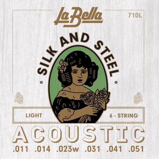 [710L] Juego De Cuerdas Para Guitarra Acústica La Bella Silk & Steel Light 11-51
