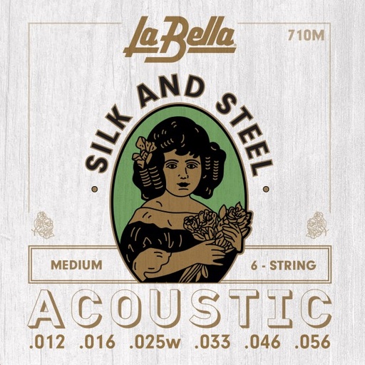 [710M] Juego De Cuerdas Para Guitarra Acústica La Bella Silk & Steel Medium 12-56
