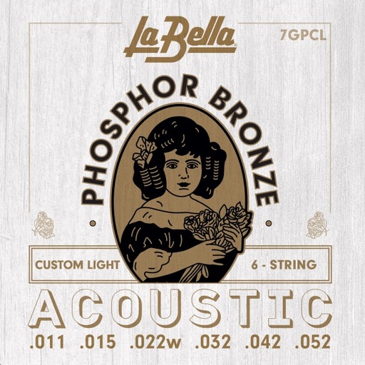 [7GPCL] Juego De Cuerdas Para Guitarra Acústica La Bella Phosphor Custom Light 11-52