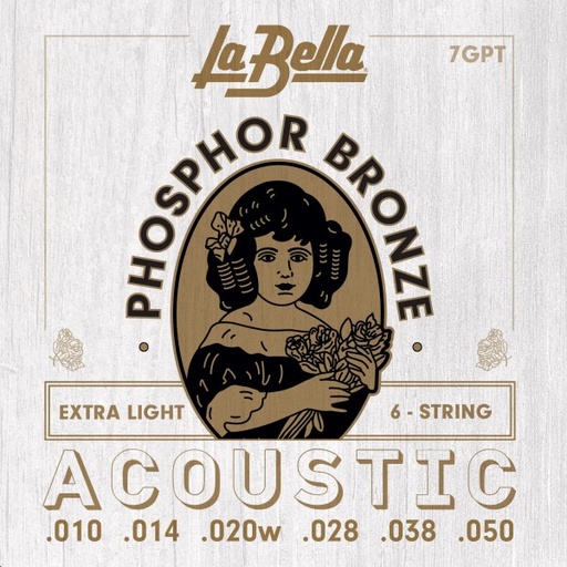[7GPT] Juego De Cuerdas Para Guitarra Acústica La Bella Phosphor Extra Light 10-50