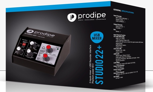 [STUDIO22PLUS] Tarjeta De Sonido Prodipe Studio 22 Plus