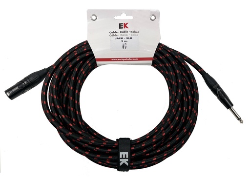 [SFXJ001] Cable Ek Audio Trenzado De Tela Para Micrófono Jack-Xlr Hembra 9 Metros